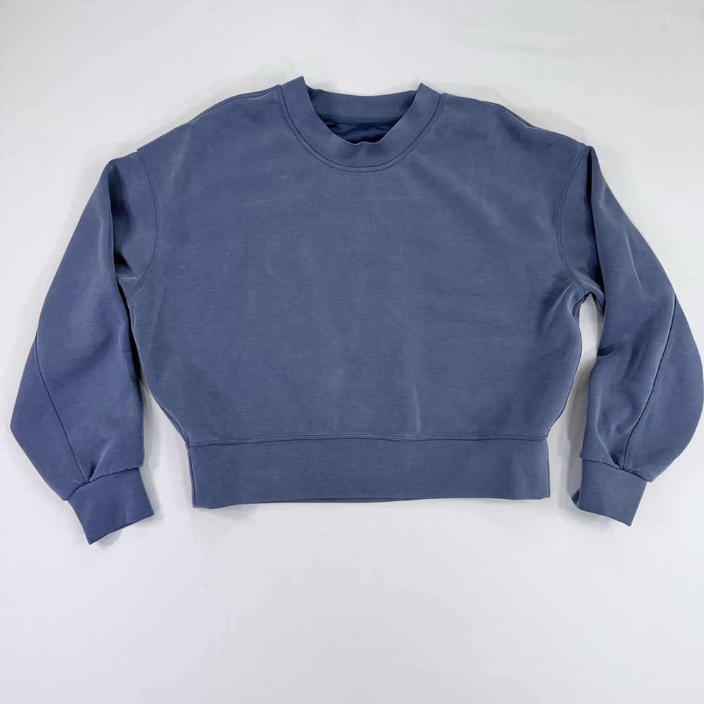 Lululemon Softstreme Perfectly Oversized Cropped Crew Pitch Blue Size 4 Perfect - Picture 4 of 13